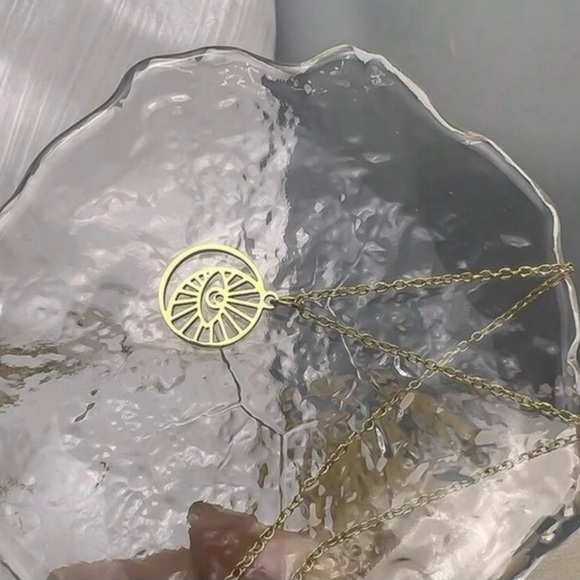 Eye See the Sky Eye of Ra Egyptian Sun Crescent Moon Yin Yang Celestial Necklace - Picture 5 of 12